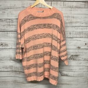 Vintage Venezia Striped Oversized Sweater Pink Gray One Size Tunic